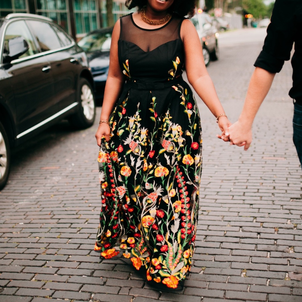 Floral Black Maxi Dress
